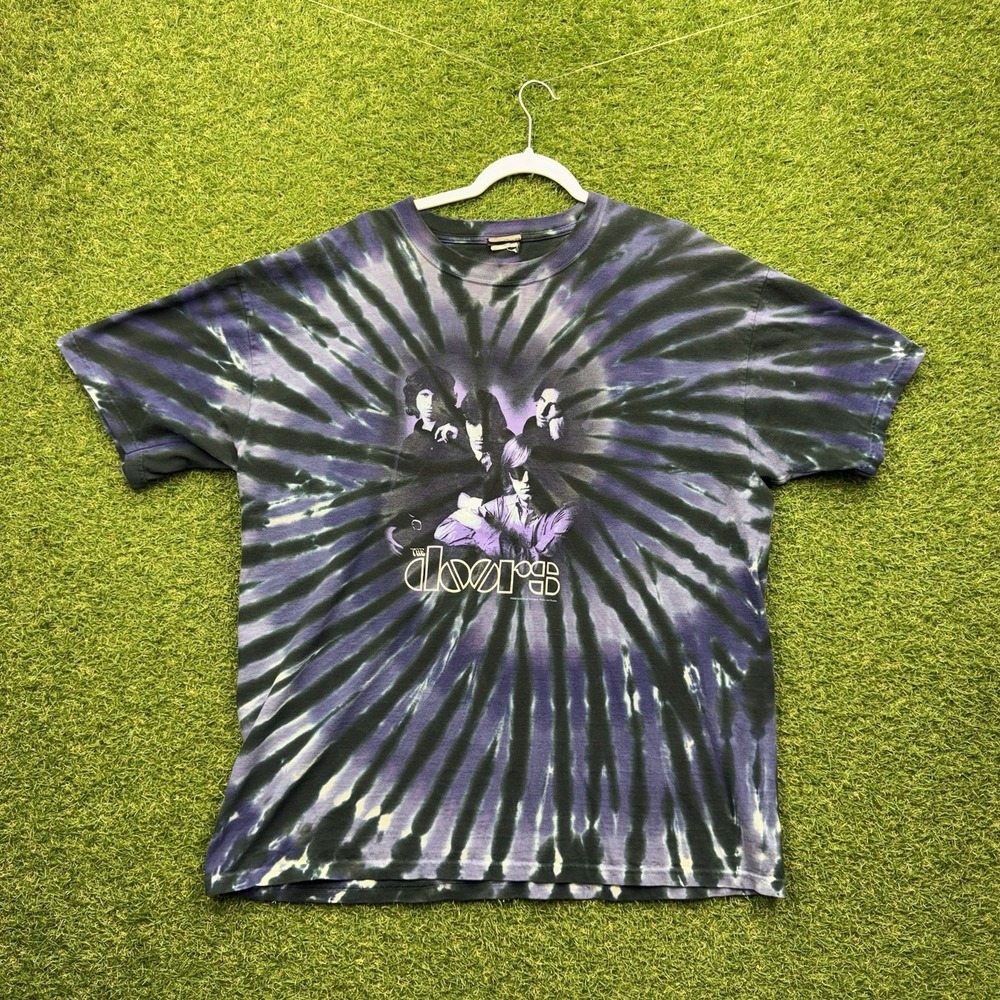 Vintage The Doors Band Shirt Mens Large TieDye Liquid Blue AOP Tour 2000s 90s